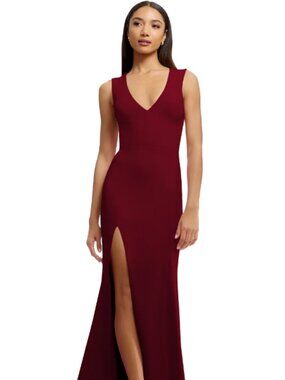 Dress the Population Sandra Mermaid Gown with Slit Garnet XS NWT